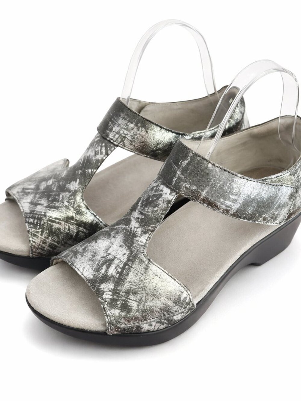 Alegria Riki Asher Sandals Black Silver Metallic/Size 38 US 7-7.5/Arch Support